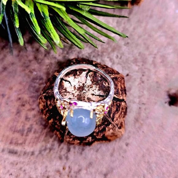 Nature Blue Morganite Stone Adjustable Ring - Picture 5 of 10